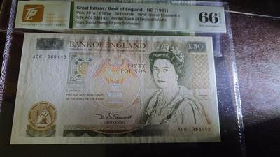 【新年四拍】世界钱币～微拍第225期暨2025年第4期  评级币拍卖场 英国D序列50镑 TQG66E 如图状态良好 灯下无斑