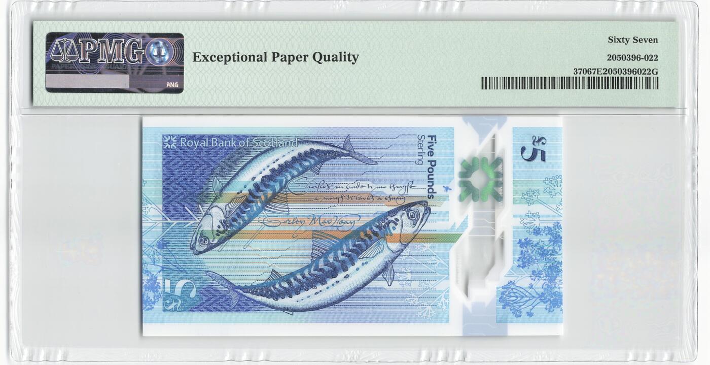 小福收藏拍卖第198期 评级币精选场  本期有菲律宾百位靓号100000比索超大纪念钞 苏里南25000盾花鸟版最高值 柬埔寨珍品56年50瑞尔 南越未发行版最高值打飞机  巴哈马彩背 老挝中国代印57年样钞 匈牙利 斯洛伐克 法罗群岛等多国精美高分珍稀老钞精品纸币 苏格兰 皇家银行 2016年 5镑 塑料钞 AA冠 豹子号222 PMG67 EPQ