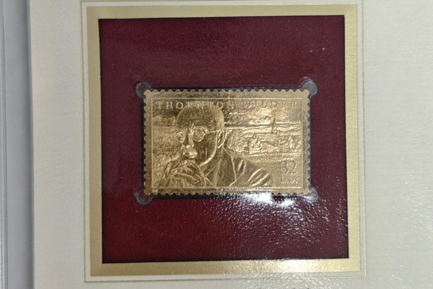 瓶子🏺第224期拍卖会   1997美国首日封带金箔邮票  美国作家