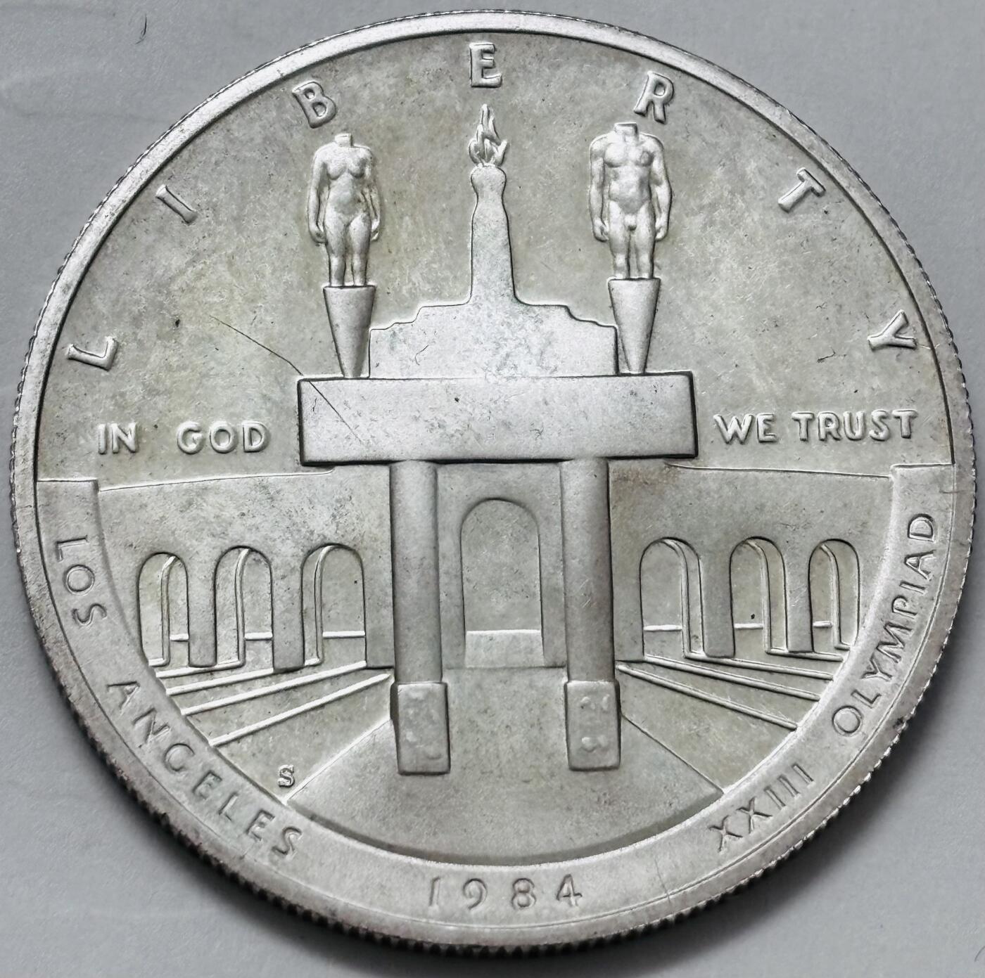 文馨钱币收藏 迎新纳福2026新年第一场（第 287 场）金银老铜币拍卖 全新 1984 年美国洛杉矶奥运会 1 美元获奖纪念精制大银币重 26.73 克 900 高银