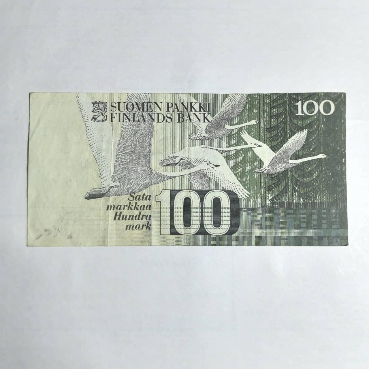 各国外币第106期 无佣金 芬兰100马克尾97（签名4）