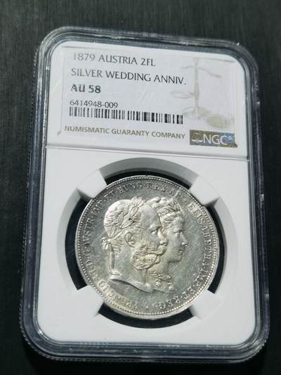 天下钱庄专场欢迎参拍 - NGC AU58茜茜公主银婚银币