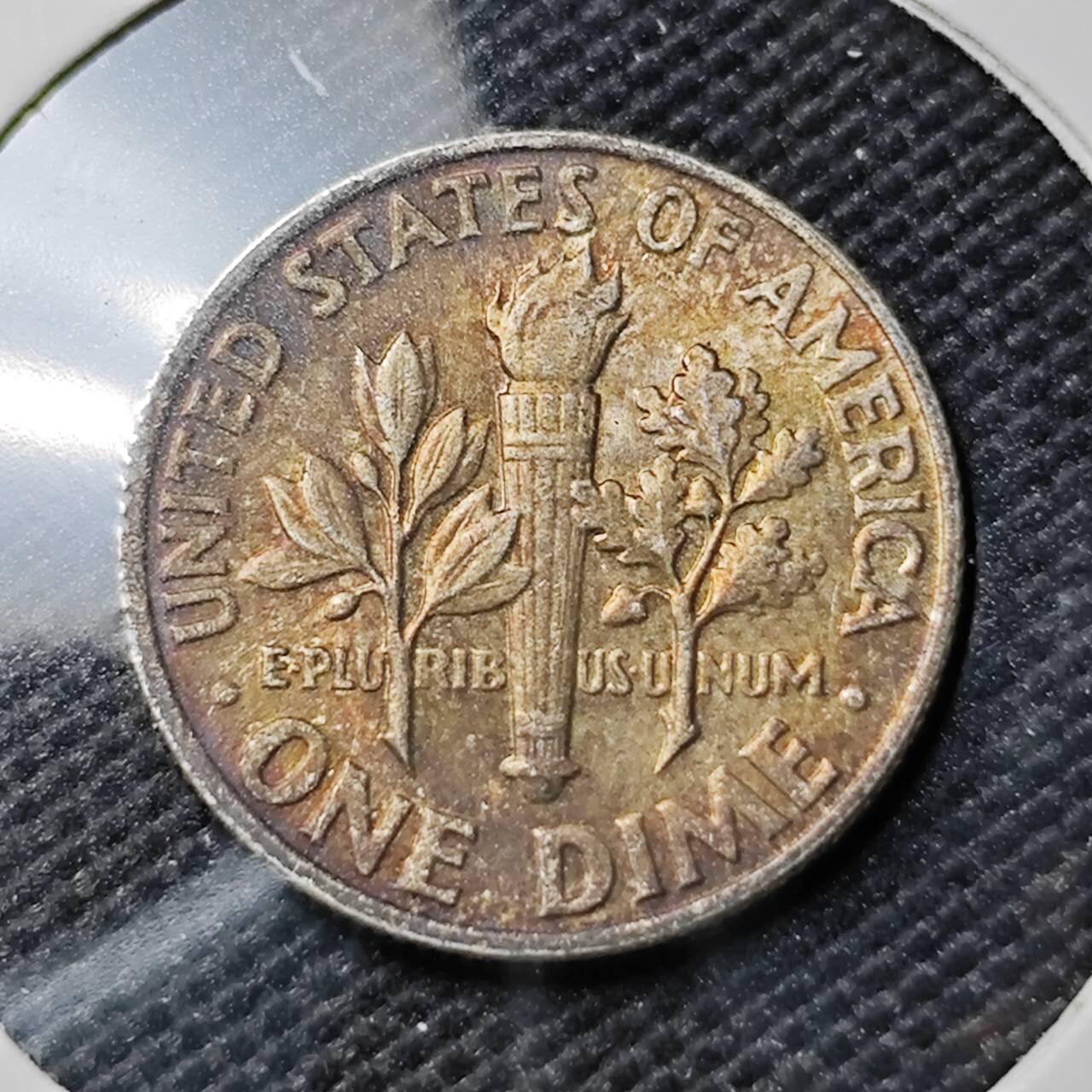 KK钱币收藏小铺 《套币 好品/批量散币专场》  2月预留时间 周末发货   1964美国10分银币 带彩漂亮 好品