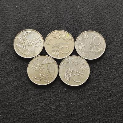 【全场包邮】纯粹捡漏拍490场（免费代拍第27场） - 芬兰1990-1993年10盆尼5枚一组