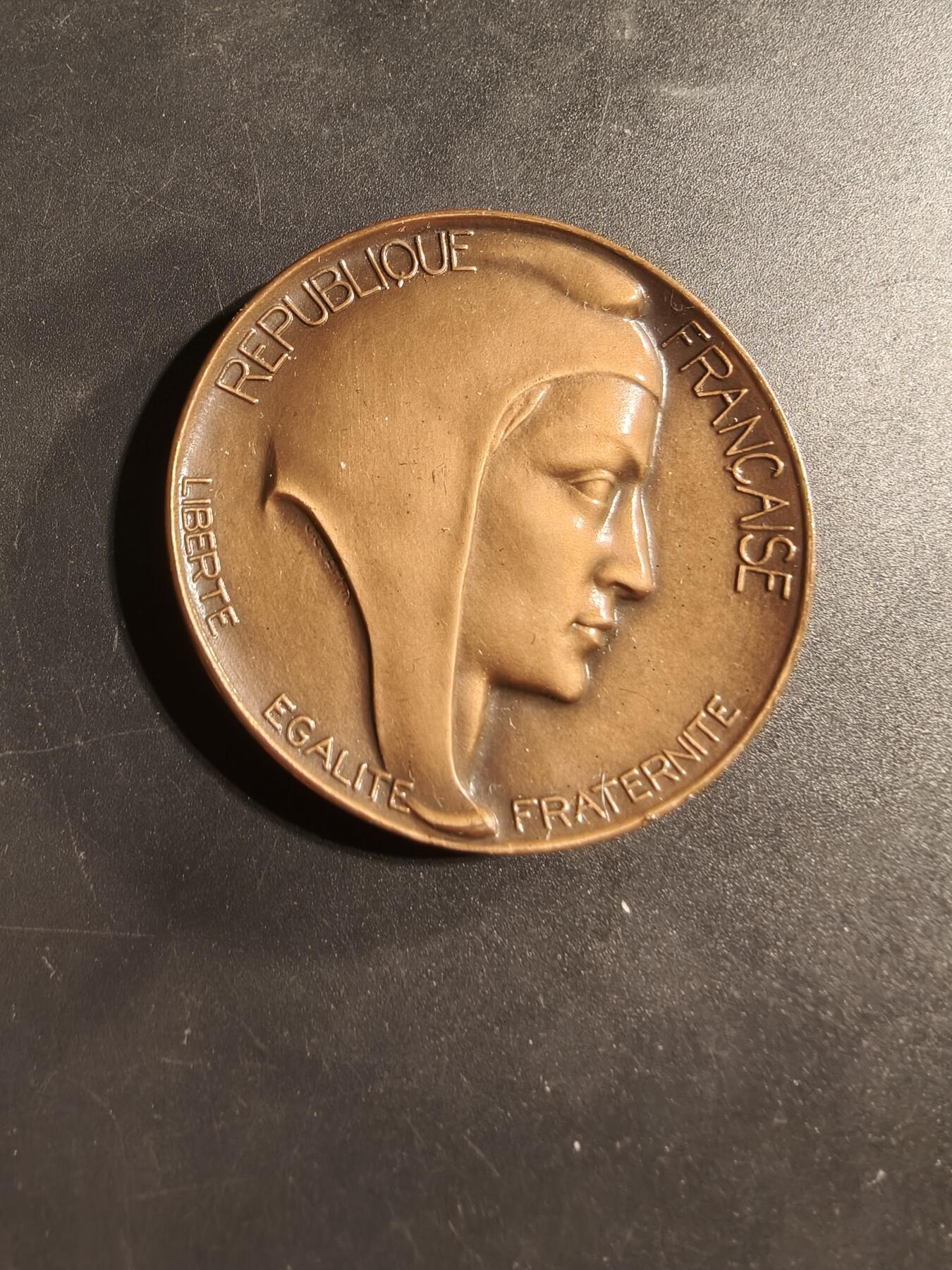 老王徽章第173期 法国参议员赠大铜章     直径51mm    重量70g