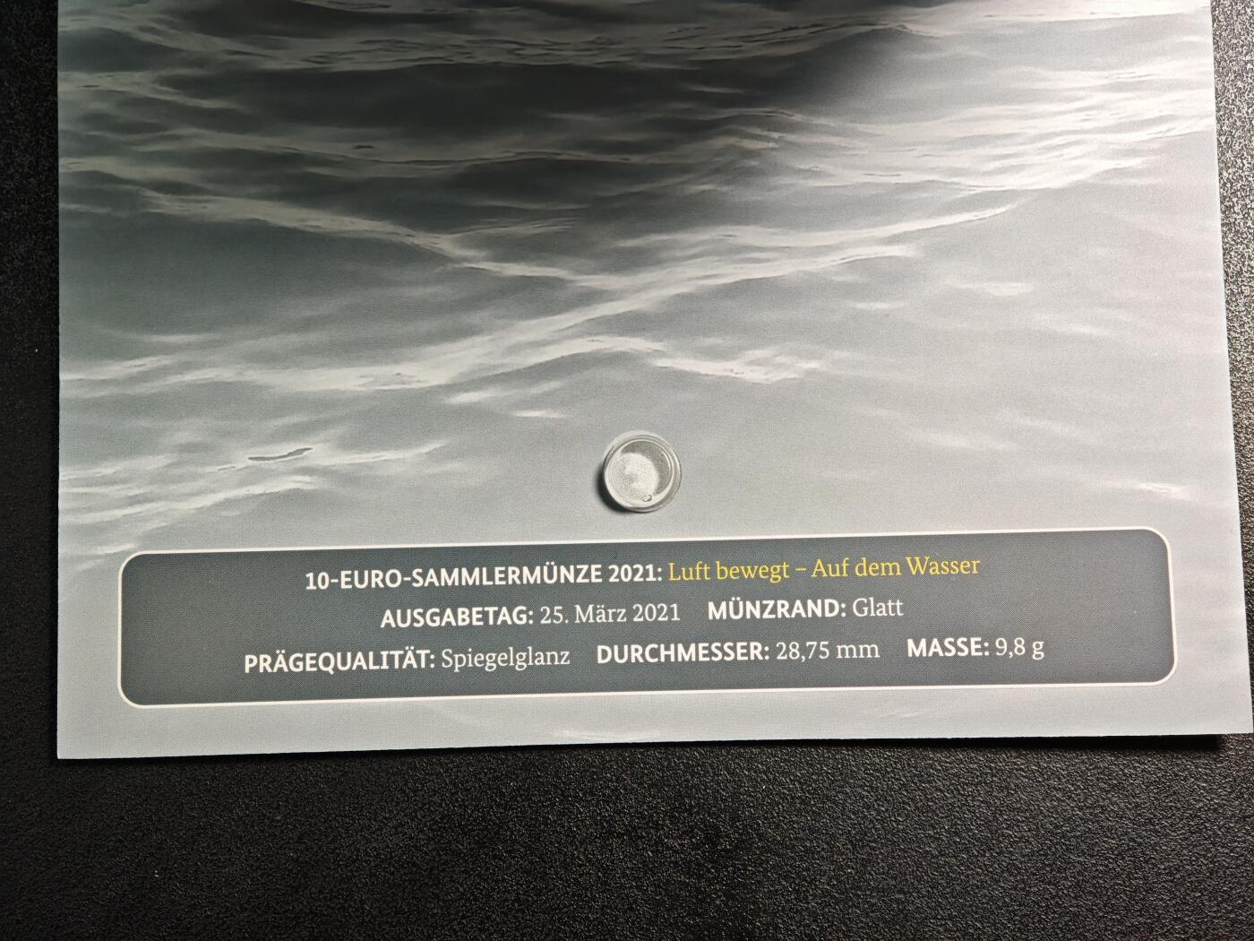 【德藏】世界币章拍卖第160期  2021年 德国帆船聚合环10欧元聚合环镍币 原册 直径约：28.75mm；重约：9.8g