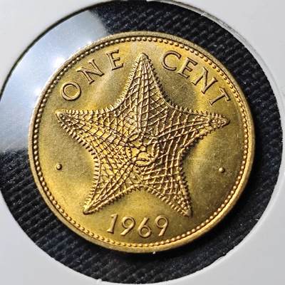 KK钱币收藏小铺 《套币 好品/批量散币专场》  2月预留时间 周末发货 -  1969巴哈马1分铜币 海星 好品