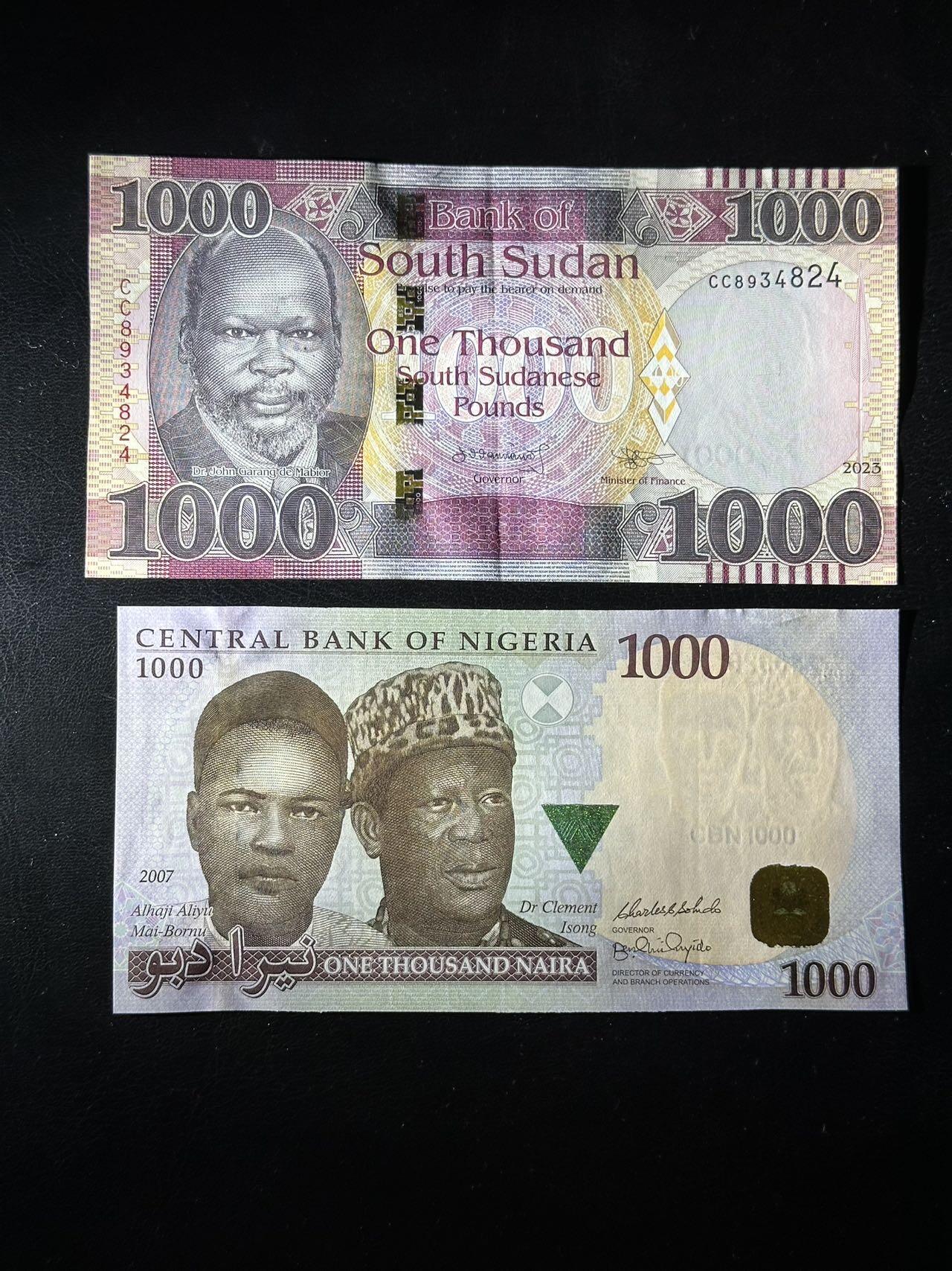 九十九场（喜迎元旦） 尼日利亚和南苏丹1000，都是最大面额！品相unc-au
