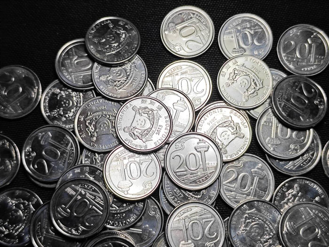 KK钱币收藏小铺 《套币 好品/批量散币专场》  2月预留时间 周末发货  新加坡20分93枚一组