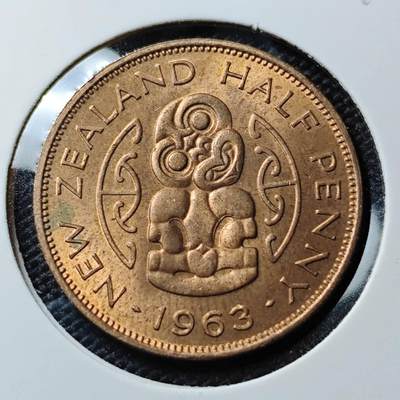 KK钱币收藏小铺 《套币 好品/批量散币专场》  2月预留时间 周末发货 -  1963新西兰半便士铜币 好品