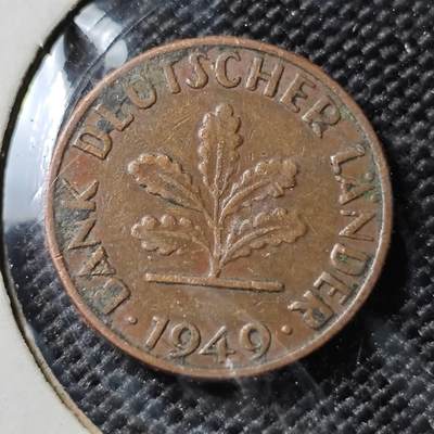 KK钱币收藏小铺 《套币 好品/批量散币专场》  2月预留时间 周末发货 -  1949德国1芬尼铜币银行版 最少见面值