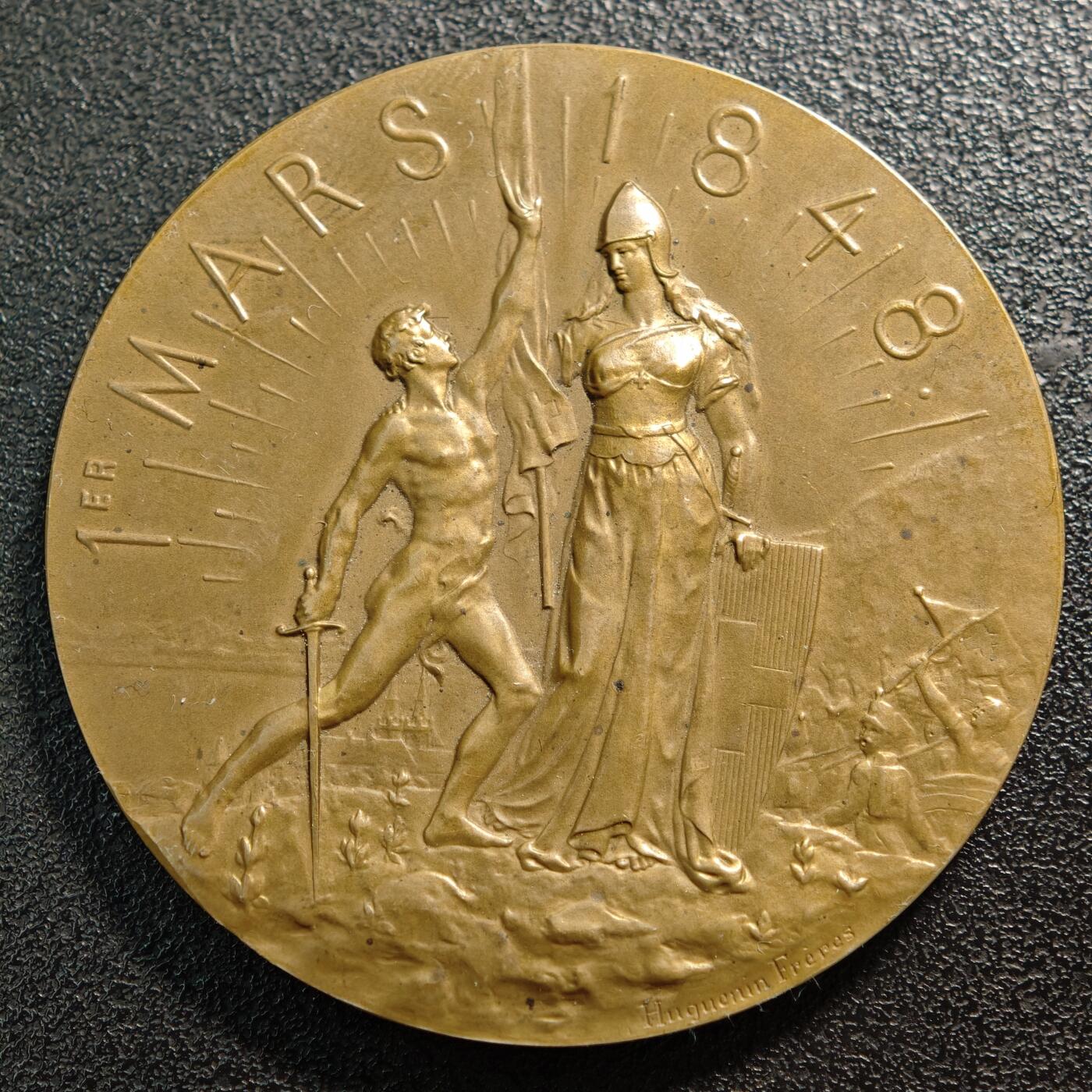 【德藏】世界币章拍卖第160期 1898年 瑞士纳沙泰尔联邦成立50周年纪念铜章 直径约：48.4mm；重约：51.9g