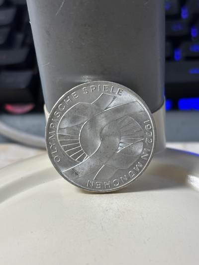 第186期拍卖 - 德国1972年慕尼黑奥运 10马克纪念银币，625银，15.37克，银价173，没有塑料盒