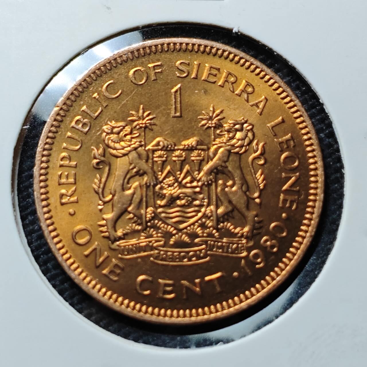 KK钱币收藏小铺 《套币 好品/批量散币专场》  2月预留时间 周末发货  1980塞拉利昂1分铜币 好品