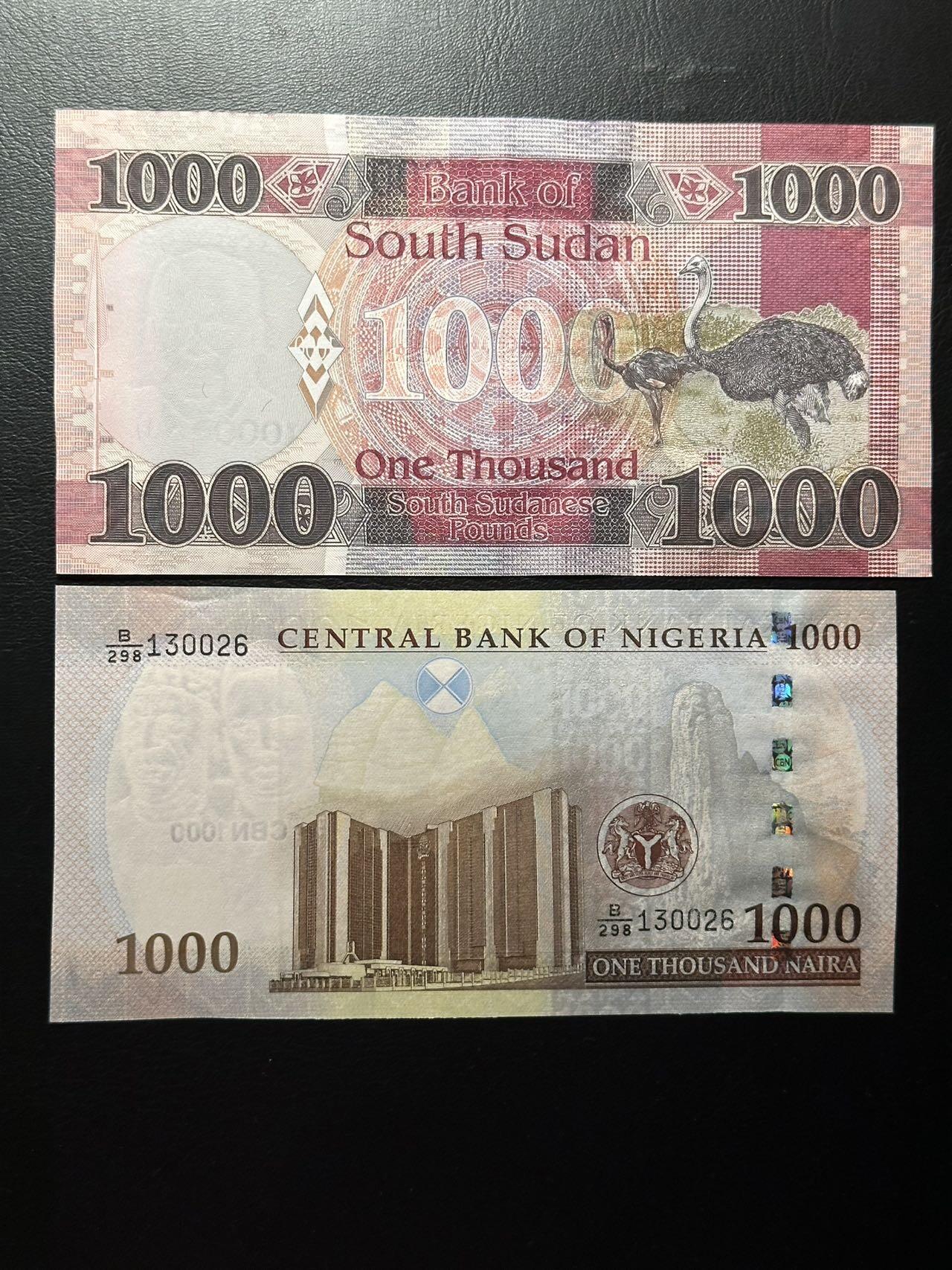 九十九场（喜迎元旦） 尼日利亚和南苏丹1000，都是最大面额！品相unc-au