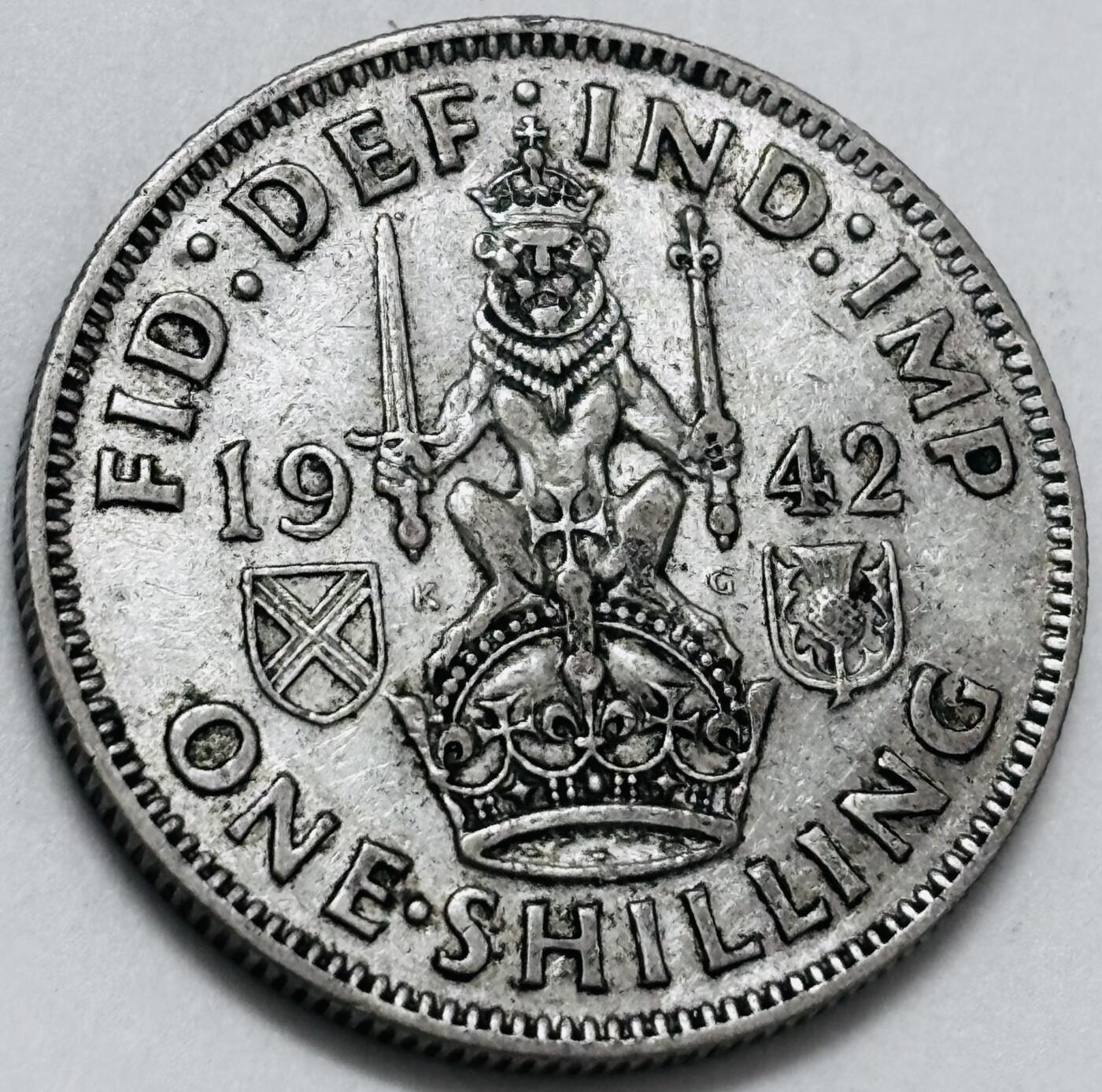 文馨钱币收藏 迎新纳福2026新年第一场（第 287 场）金银老铜币拍卖 1942 年英国乔治六世 1 先令银币，第二版本 5.65 克 500 银