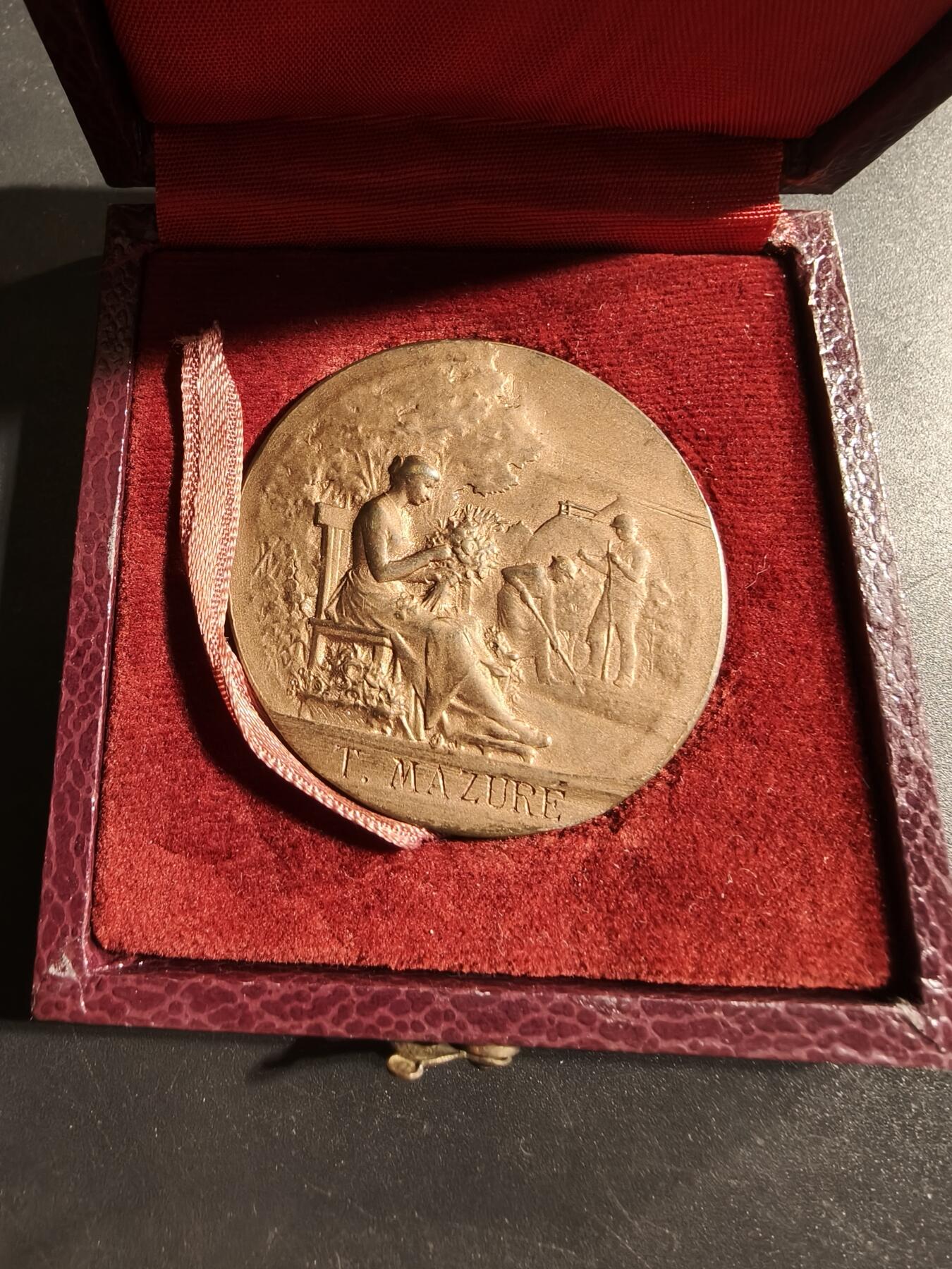 老王徽章第173期 法国北部园艺和工人花园协会大铜章     原盒      直径41mm    重量30g