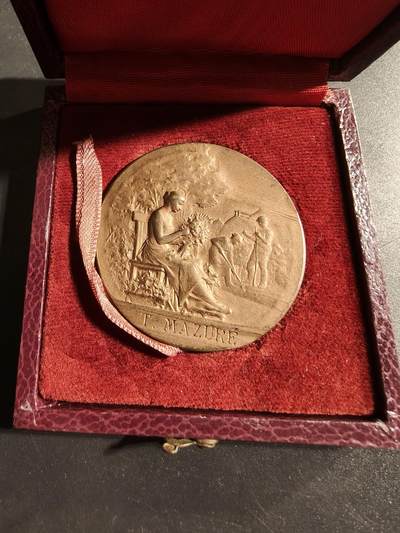 老王徽章第173期 - 法国北部园艺和工人花园协会大铜章     原盒      直径41mm    重量30g