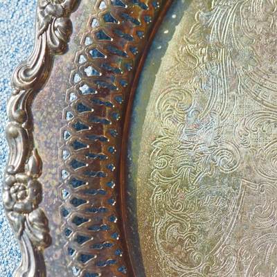 【良泉】第45期【直播场】1月15日晚19.30点开拍！ 208组，西方古代钱币、丝路古珠杂项专场 - 大型【欧洲】镀银果盘/茶盘