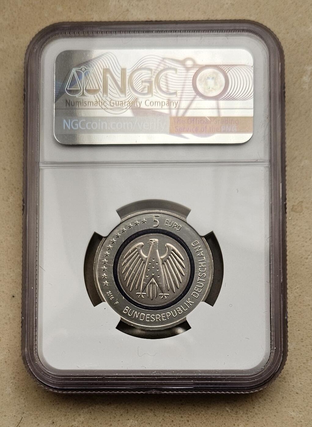 【币将精彩】世界钱币拍卖（2026-1-7） 克劳斯获奖币德国2016年蓝色星球5欧元纪念币NGC评级币