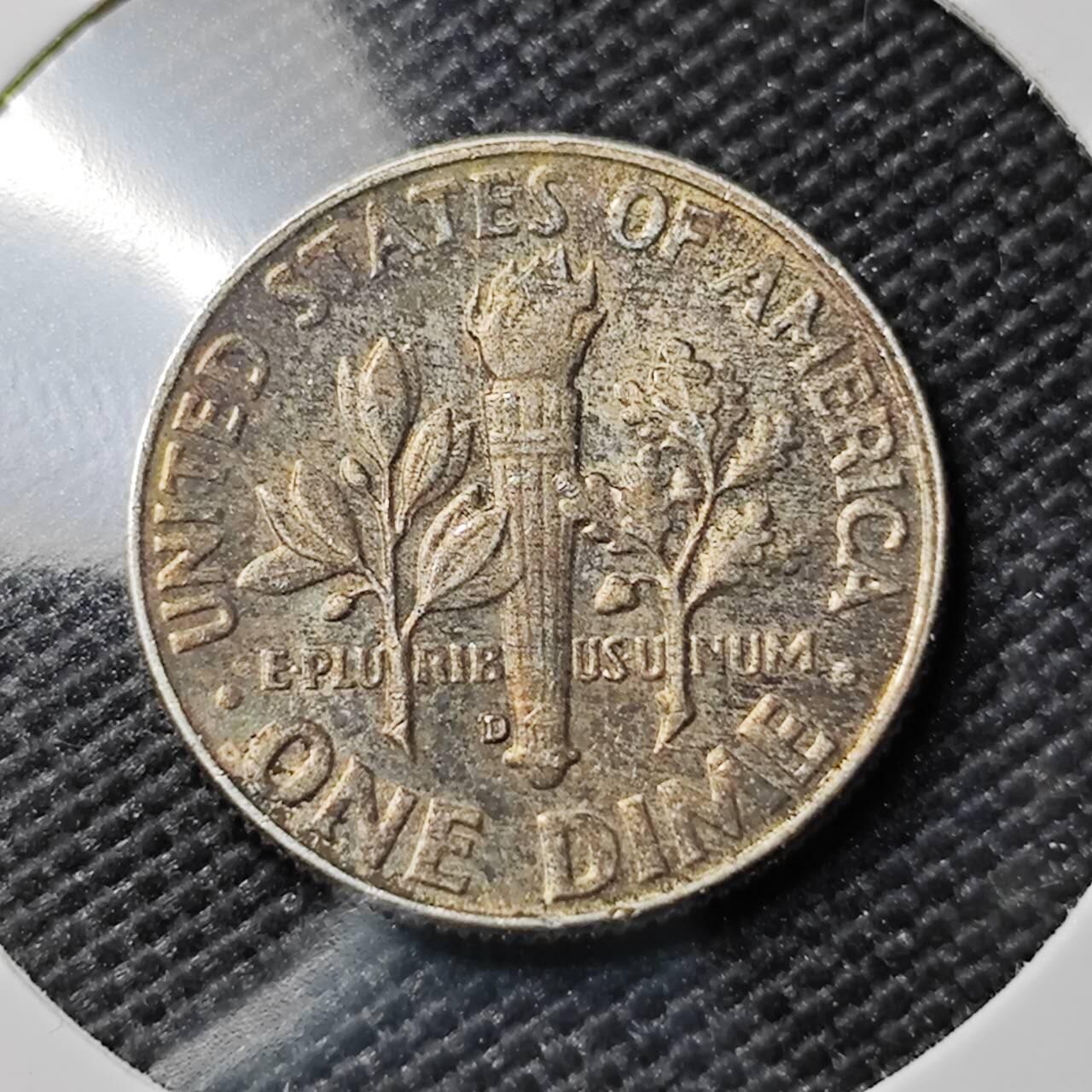 KK钱币收藏小铺 《套币 好品/批量散币专场》  2月预留时间 周末发货  1964美国10分银币 带彩漂亮 好品