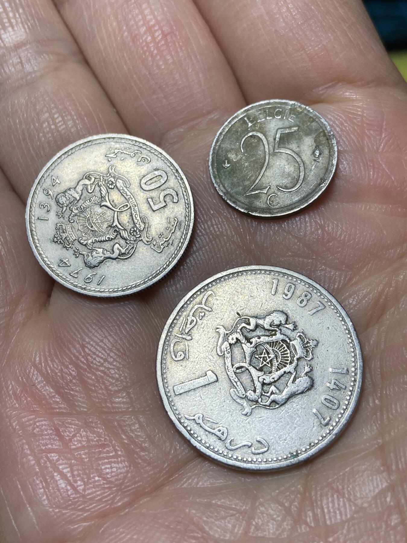 2026年第二场(总第一百七十一场）外国好品散币场(免佣金) 摩洛哥🇲🇦1974年50分，1987年1迪拉姆，比利时🇧🇪1972年25分