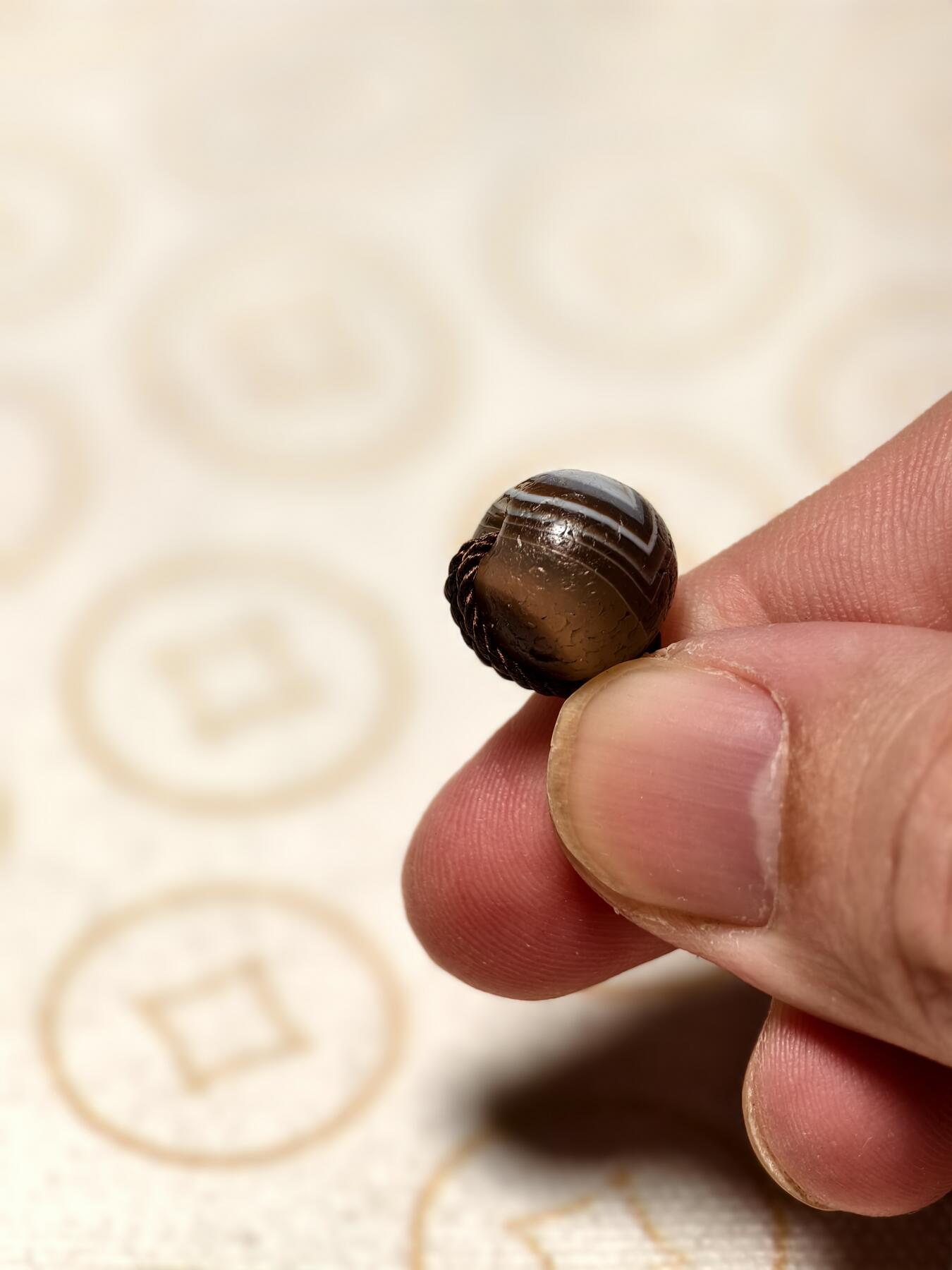 抚柳草堂-第五期章牌钱币（元旦欢庆场） 奖章勋章限时免佣 满百包邮 放漏专场 公元十五世纪 缠丝玛瑙珠 带眼 闻德评级尺寸见标签