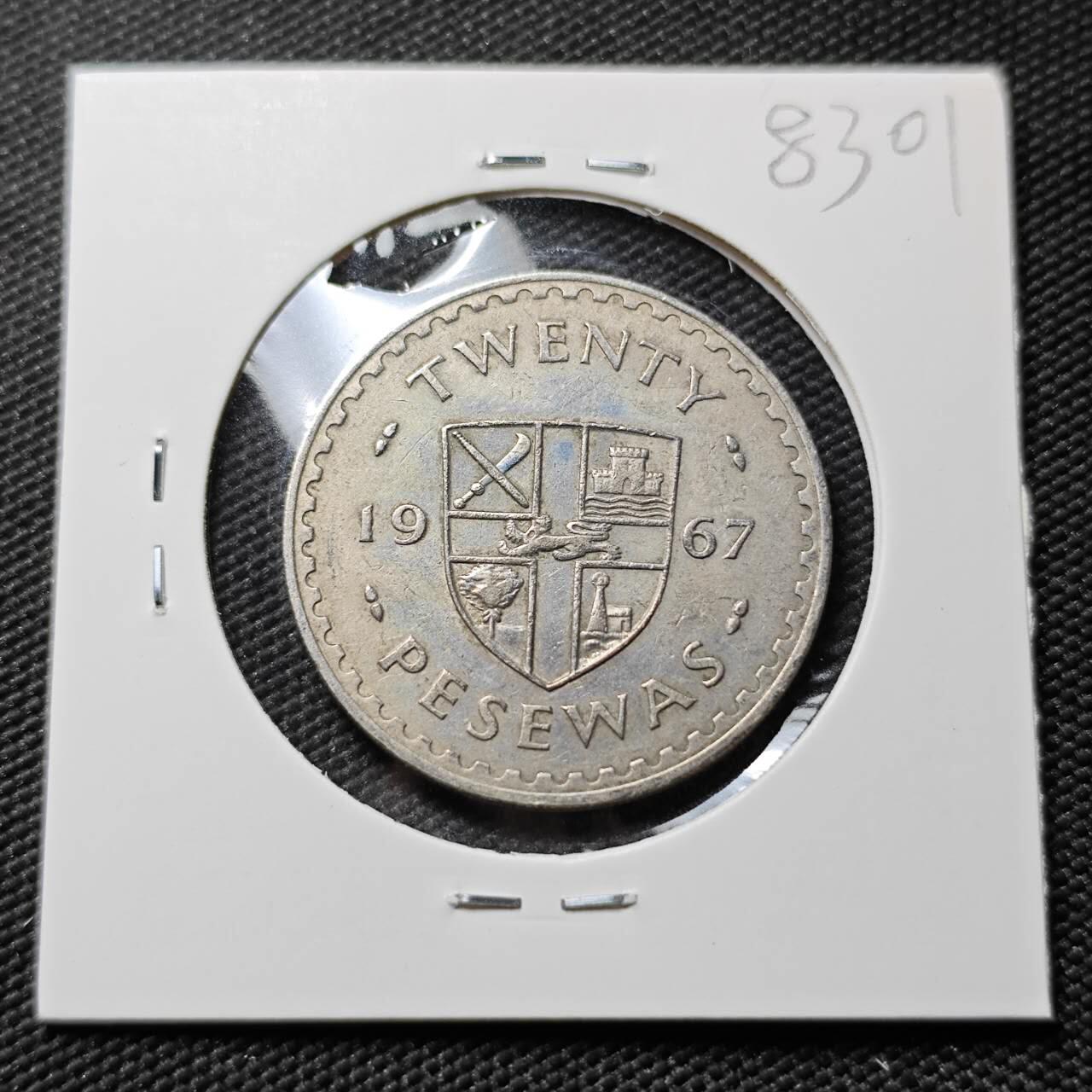 KK钱币收藏小铺  第383期  2月预留时间 周末发货  1967加纳20比塞瓦