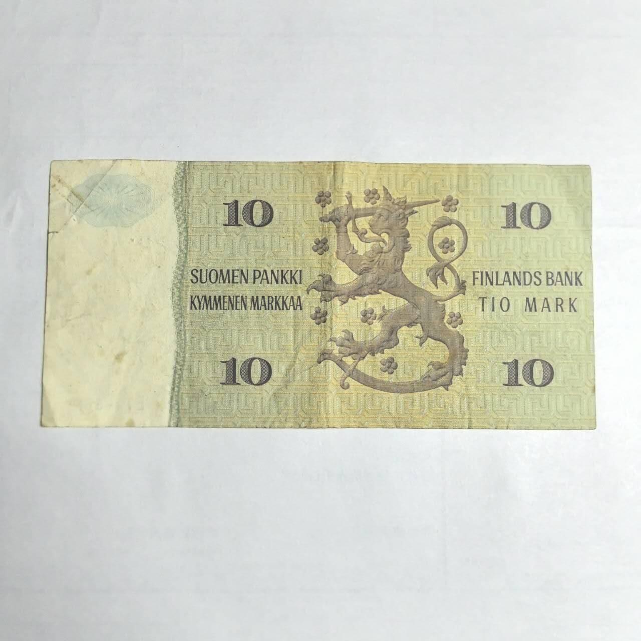 各国外币第106期 无佣金 芬兰10马克尾39（签名2）