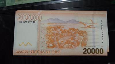 【新年五拍】世界钱币～微拍第226期暨2025年第66期   - 2020年智利20000 全新绝品无4尾号332