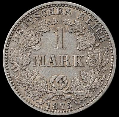 修遠堂世界钱币第一百期 - 1875年德国1马克银币 A厂铭，5.54g，含银90%