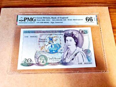 【Blue Auction】世界纸币精拍第771期——18级TOP拍卖/信誉/品质/专业/高效💫 - 【无47】英国 D序列 1984-86年20镑 PMG66EPQ  