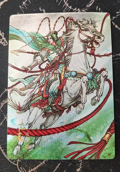 龙虎卡牌-七零场，2026首场，全场包邮！！（无佣金，周六结拍，欢迎送拍） - 【编号158】半粗  龙耀水浒特卡 蓝色套索 扈三娘