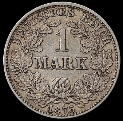 修遠堂世界钱币第一百期 - 1875年德国1马克银币 C厂铭，5.53g，含银90%