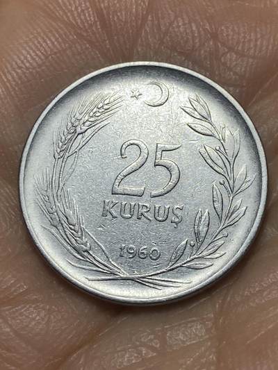 2026年第三场(总第一百七十二场）外国好品散币场(免佣金) - 土耳其🇹🇷1960年25库鲁什(第五套第二版，脚下山石崎岖，首发年)