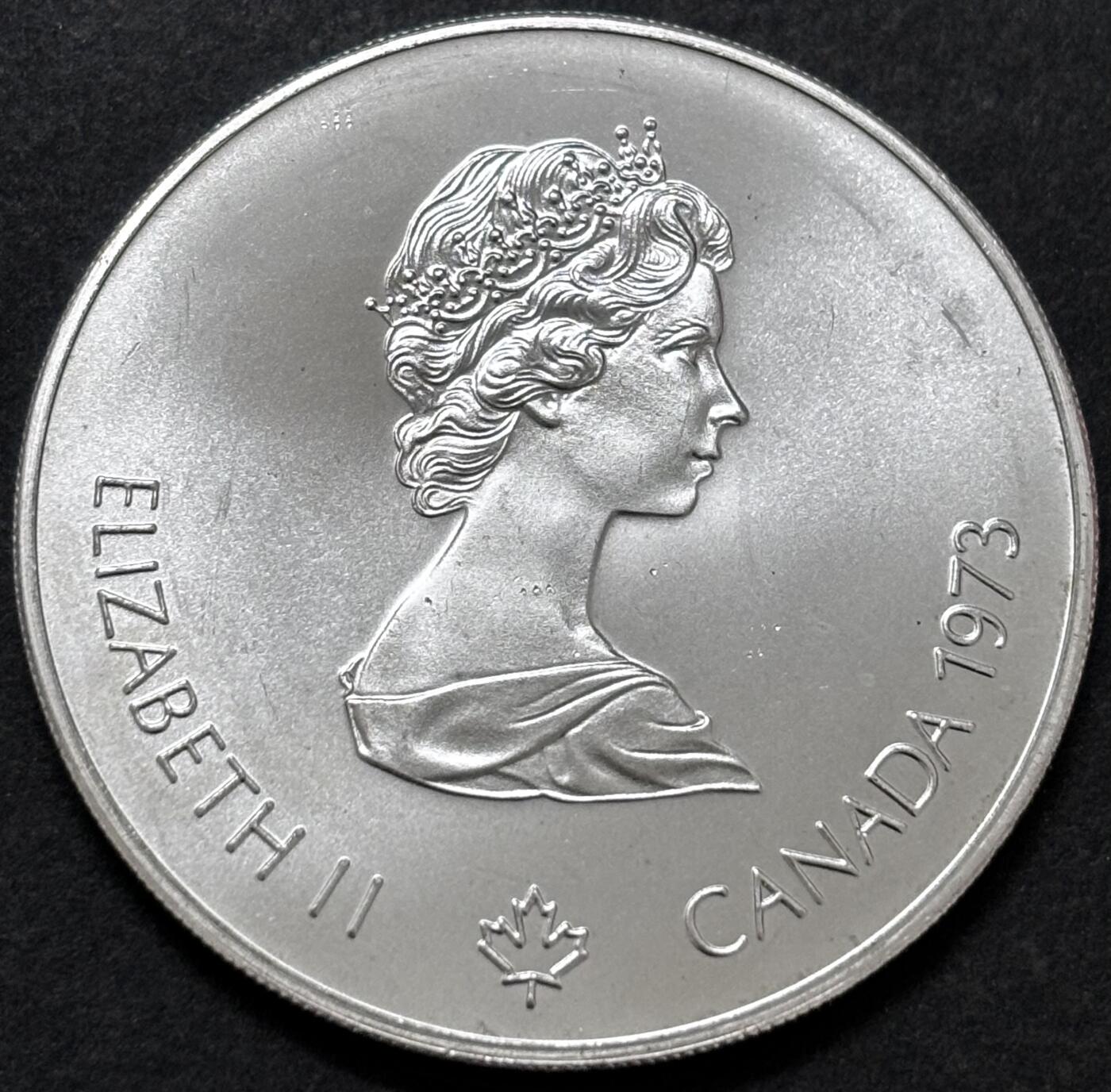 文馨钱币收藏 迎新纳福2026新年第一场（第 287 场）金银老铜币拍卖 原光品相 1973 年加拿大蒙特利尔第 21 届夏季奥林匹克运动会帆船系列 5 元纪念大银币，24.3 克 925 高银，品相可评级