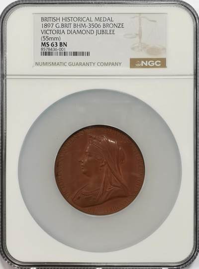博洋堂“岁启嘉年”2026新年精品大拍专场暨第155期（全场包邮） - NGC MS63BN 英国1897年维多利亚钻禧大铜章 Royal Mint 为纪念女王加冕60周年发行 大盒