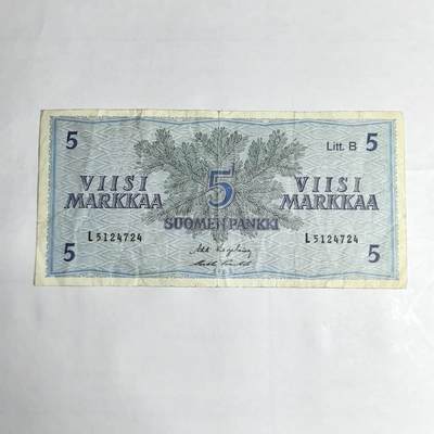 各国外币第106期 无佣金 - 芬兰5马克尾24（签名1）