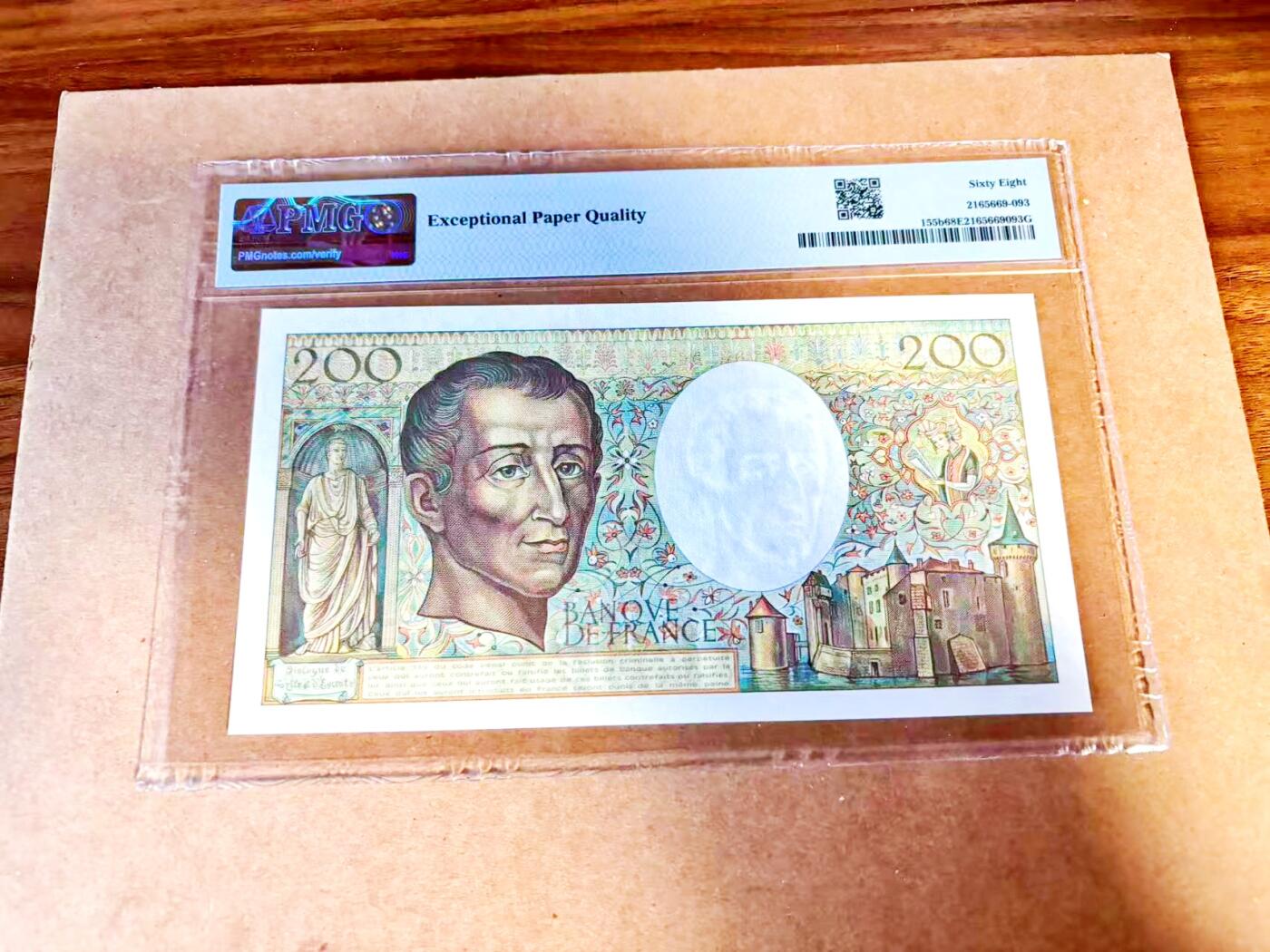 【Blue Auction】世界纸币精拍第771期——18级TOP拍卖/信誉/品质/专业/高效💫 法国 1987年200法郎 孟德斯鸠 PMG68EPQ高分