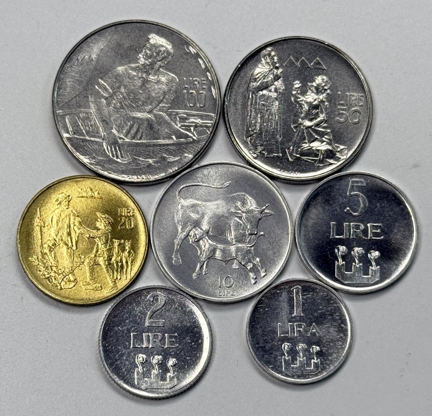 S&S Numismatic世界钱币-拍卖 第117期  圣马力诺1972年 1里拉-100里拉 7枚套币