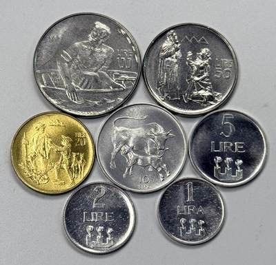 S&S Numismatic世界钱币-拍卖 第122期  - 圣马力诺1972年 1里拉-100里拉 7枚套币