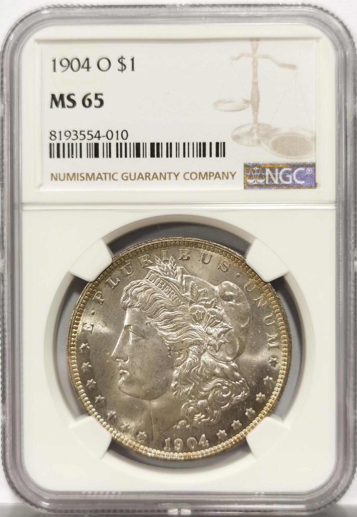 博洋堂“岁启嘉年”2026新年精品大拍专场暨第155期（全场包邮） NGC MS65 美国1904年O版摩根银币，绝美五彩