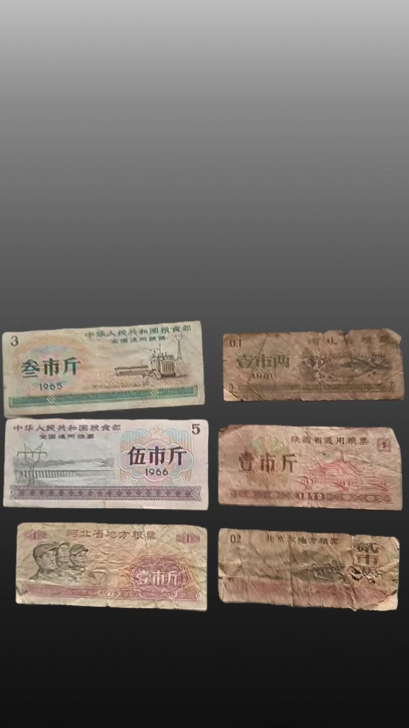 程曦曙光-安欣 全国粮票2张 地区粮票4张