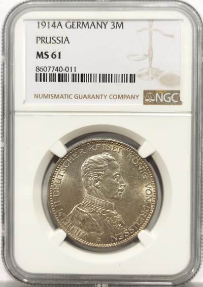 博洋堂“岁启嘉年”2026新年精品大拍专场暨第155期（全场包邮） - NGC MS61 德国普鲁士1914年威廉二世军装3马克银币 无花枝版出分较少