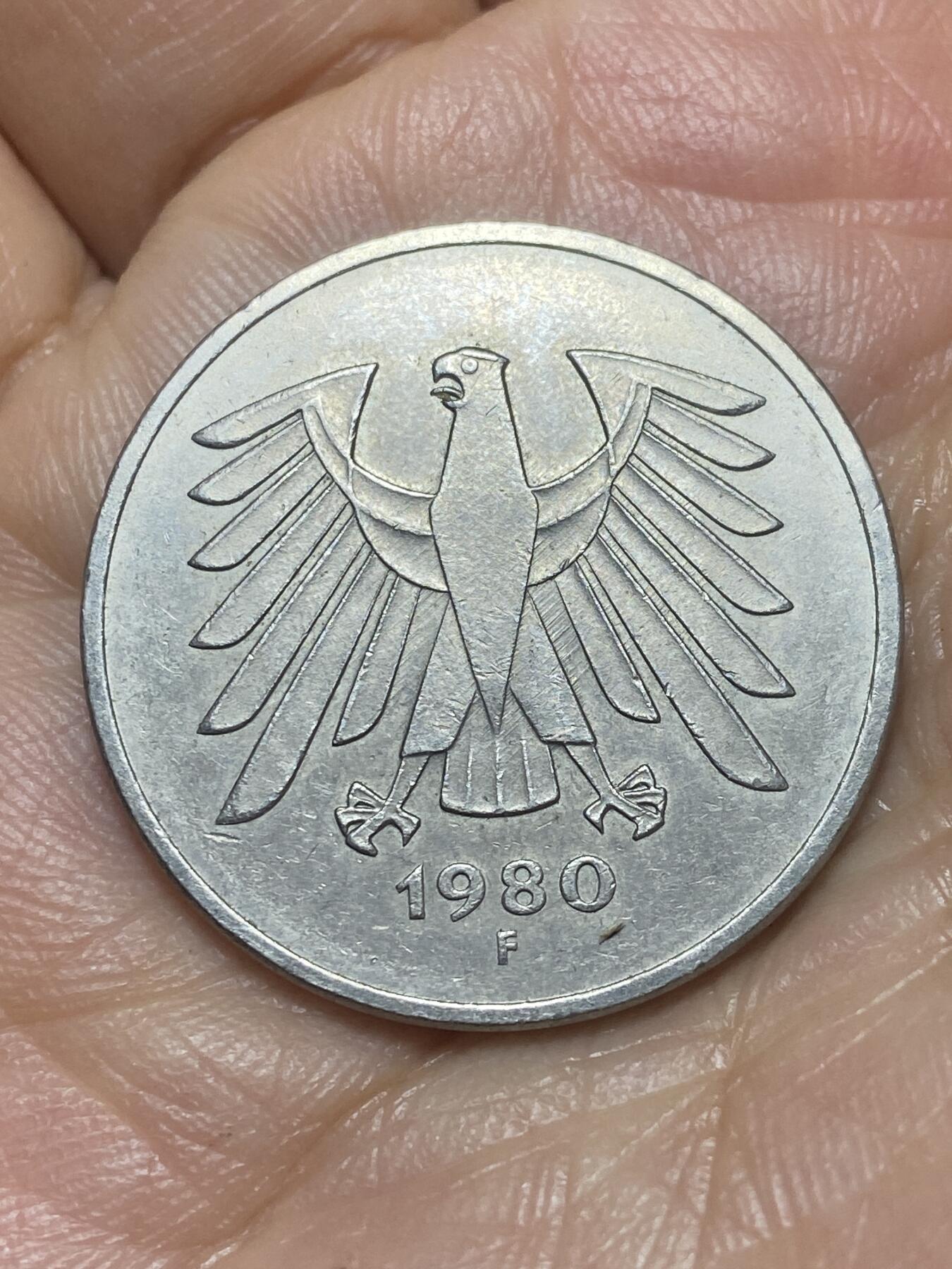 2026年第二场(总第一百七十一场）外国好品散币场(免佣金) 德国🇩🇪1980年5德国马克(F标，斯图加特造)