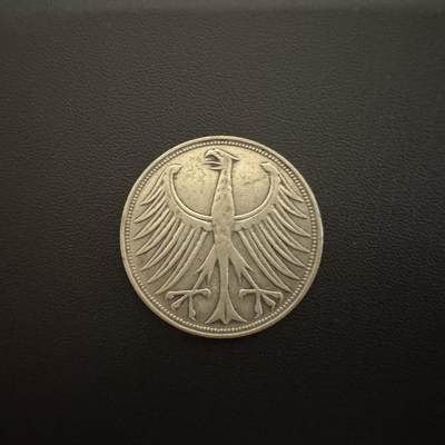 【铜匠收藏】★第135加场★客户代拍 银币场。不寄存，150包邮。不满150元，支付5元运费。《接受代拍 代送NGC评级》 - 德国西德1951年5马克银币 11.2g 62.5%银