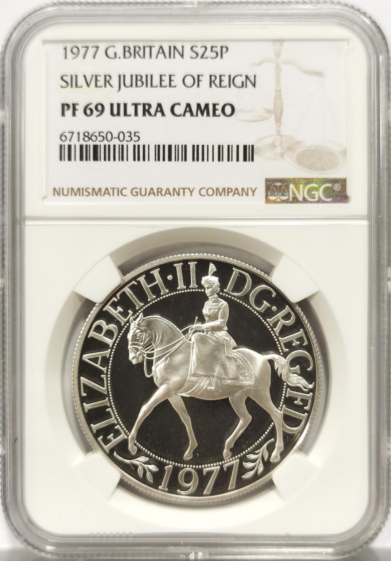 博洋堂“岁启嘉年”2026新年精品大拍专场暨第155期（全场包邮） NGC PF69UC 英国1977年伊丽莎白女王登基25周年精制银币 带原盒证书