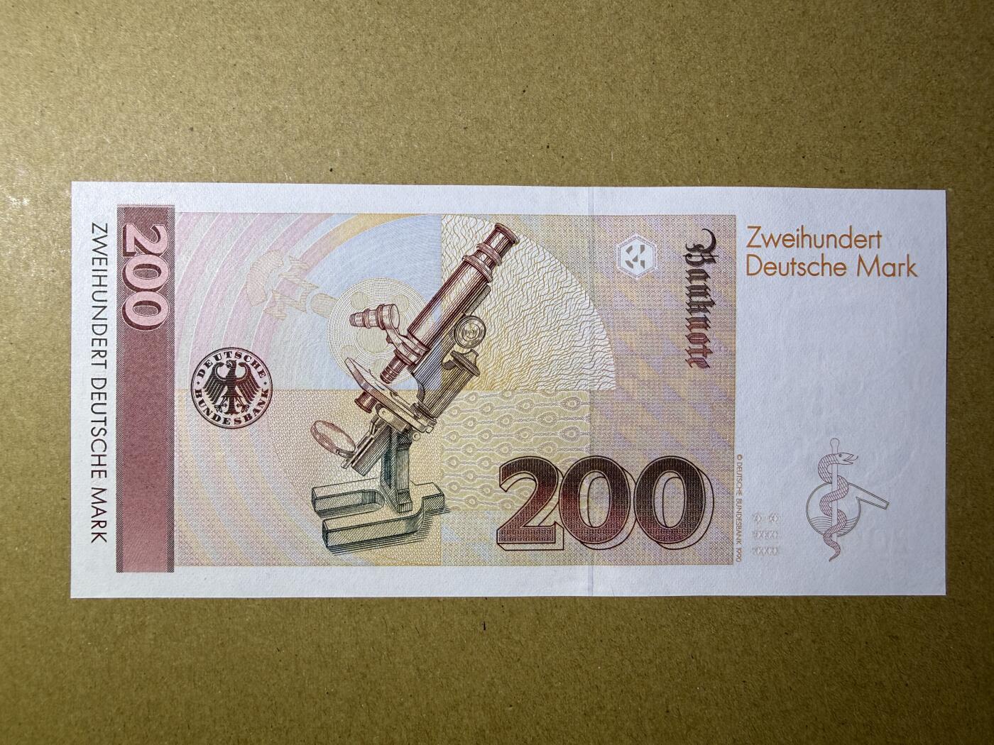 《艾美收藏》第227期-1.3周六外币黄金场-马年首拍 德国200马克 UNC 1989年 德国医学家埃尔利希 AA冠无4