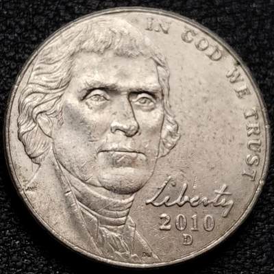 泉币菌-第159场-开年第二场 ，新年快乐！（特修改截拍时间为23:30分） - 美国 杰斐逊总统 蒙蒂塞洛庄园 5分銅镍硬币 2010年 21mm