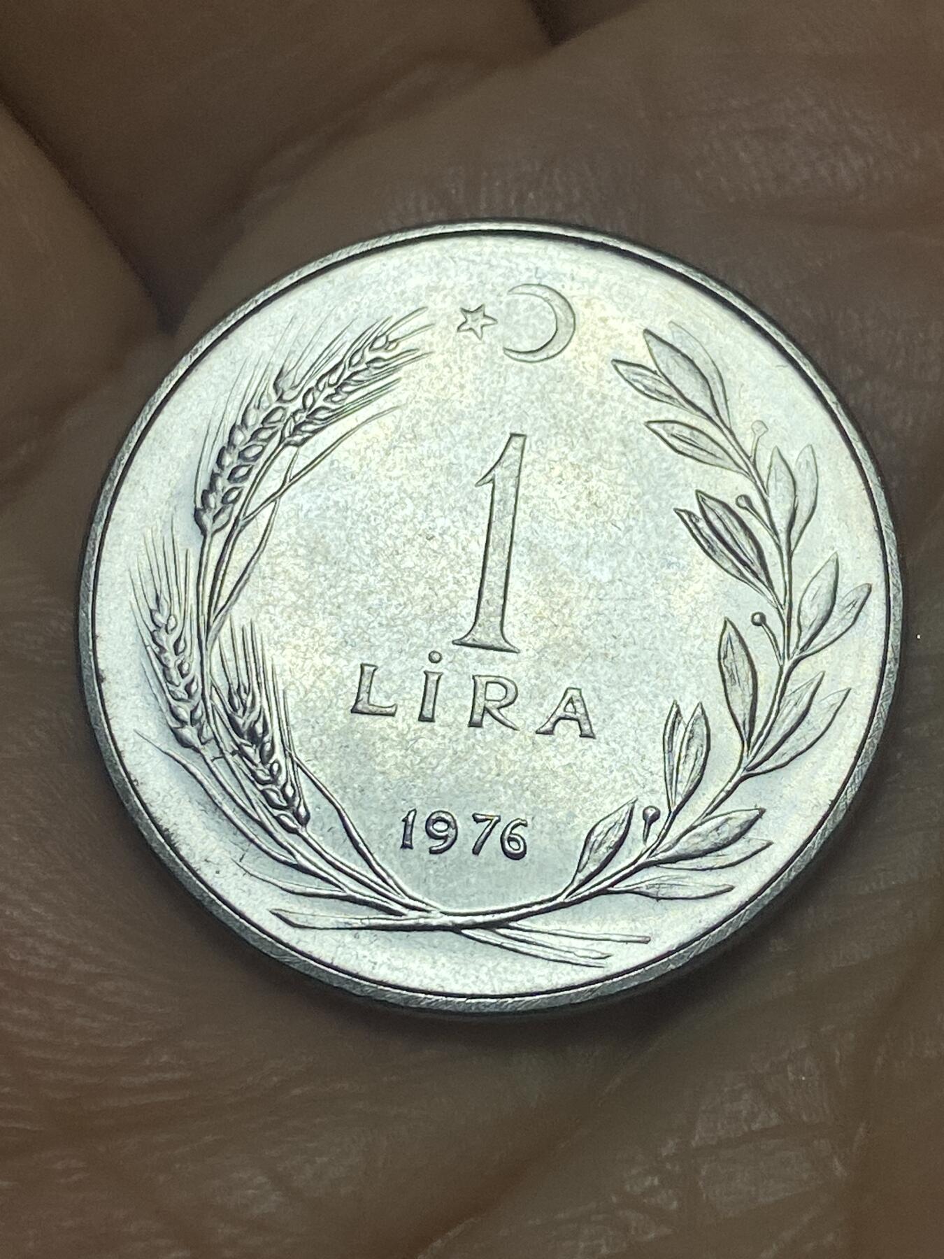 2026年第三场(总第一百七十二场）外国好品散币场(免佣金) 土耳其🇹🇷1976年1里拉(第五套第三版，7g减重版)